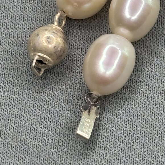 925 Silver Natural Pearl Necklace - Picture 6 of 7